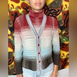 Vintage Y2K Missoni Multicolor Cardigan/Tank Twin Set Wool Made In Italy